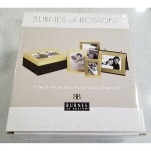 Burnes of Boston 4 piece photo box frame and album set new open box READ